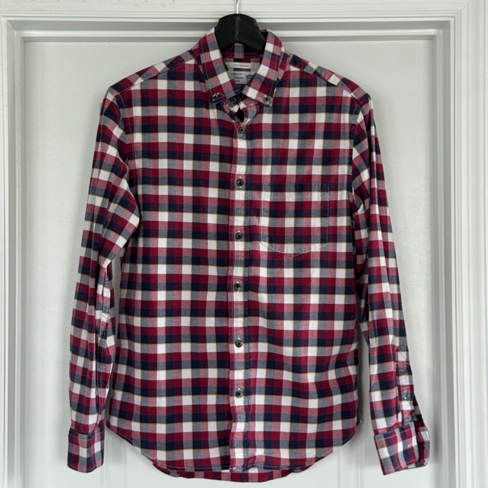 Old Navy Men's Casual Plaid Shirt - Red, Blue, White